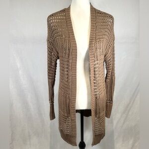 UpWest mocha open knit long line cardigan size small medium